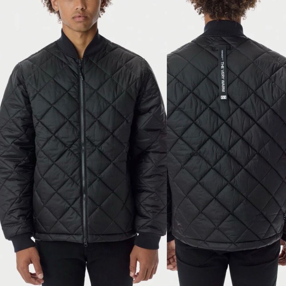 The Very Warm $325 Quilted Bomber Jacket Black Men’s XS Water Resistant NEW